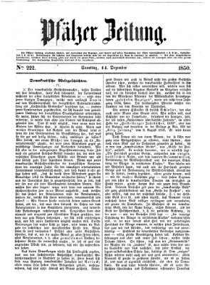 Pfälzer Zeitung Samstag 14. Dezember 1850