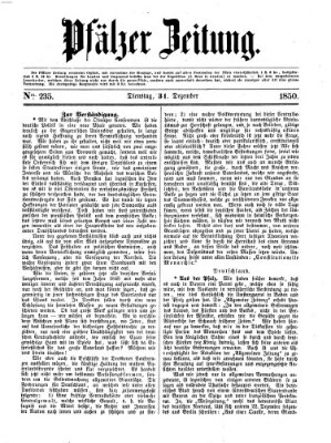 Pfälzer Zeitung Dienstag 31. Dezember 1850