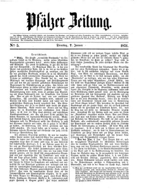 Pfälzer Zeitung Dienstag 7. Januar 1851