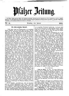 Pfälzer Zeitung Dienstag 14. Januar 1851