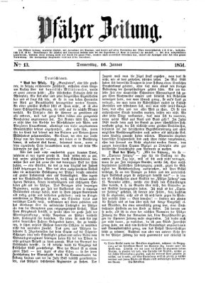 Pfälzer Zeitung Donnerstag 16. Januar 1851