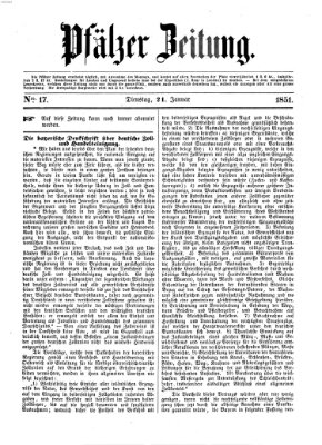 Pfälzer Zeitung Dienstag 21. Januar 1851