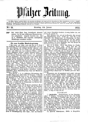 Pfälzer Zeitung Samstag 25. Januar 1851