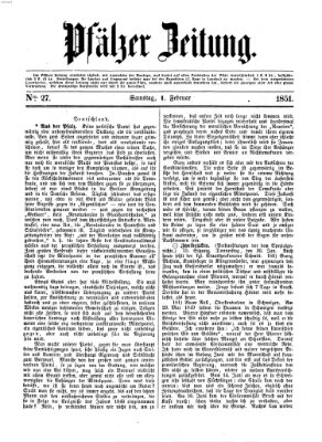 Pfälzer Zeitung Samstag 1. Februar 1851