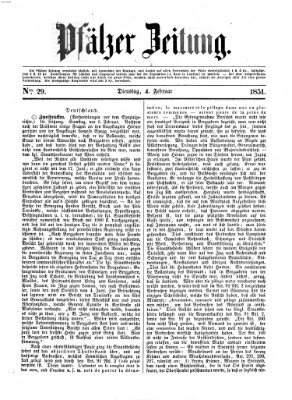 Pfälzer Zeitung Dienstag 4. Februar 1851