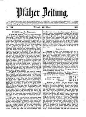 Pfälzer Zeitung Mittwoch 12. Februar 1851