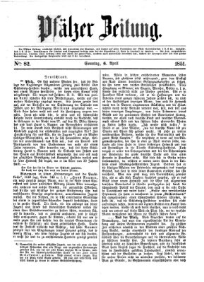 Pfälzer Zeitung Sonntag 6. April 1851