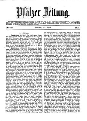 Pfälzer Zeitung Samstag 12. April 1851