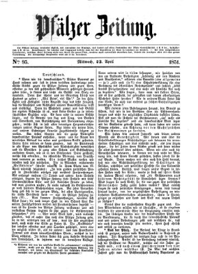 Pfälzer Zeitung Mittwoch 23. April 1851