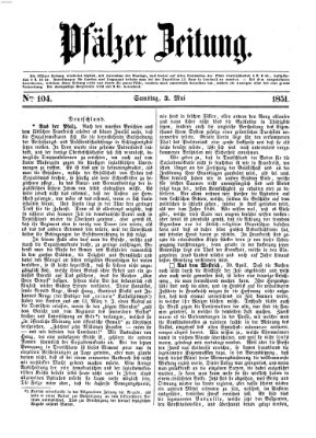 Pfälzer Zeitung Samstag 3. Mai 1851