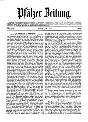 Pfälzer Zeitung Freitag 13. Juni 1851