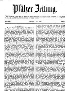 Pfälzer Zeitung Mittwoch 18. Juni 1851