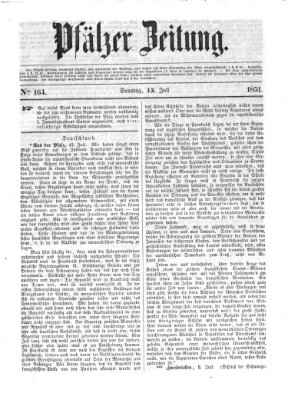 Pfälzer Zeitung Sonntag 13. Juli 1851