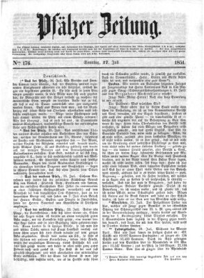 Pfälzer Zeitung Sonntag 27. Juli 1851