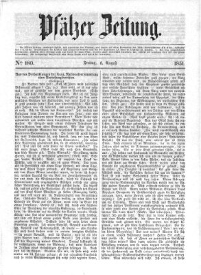 Pfälzer Zeitung Freitag 1. August 1851