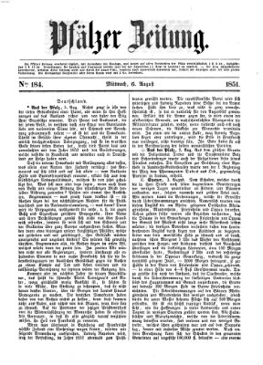 Pfälzer Zeitung Mittwoch 6. August 1851