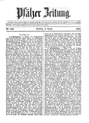 Pfälzer Zeitung Samstag 9. August 1851