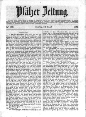 Pfälzer Zeitung Samstag 23. August 1851