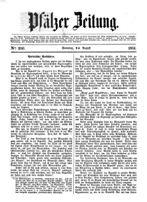 Pfälzer Zeitung Sonntag 24. August 1851