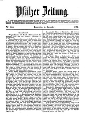 Pfälzer Zeitung Donnerstag 4. September 1851