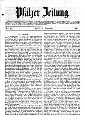 Pfälzer Zeitung Freitag 5. September 1851