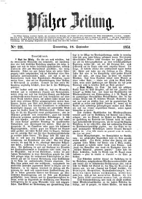 Pfälzer Zeitung Donnerstag 18. September 1851