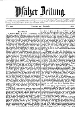 Pfälzer Zeitung Dienstag 23. September 1851