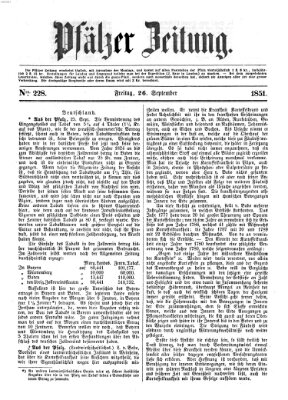 Pfälzer Zeitung Freitag 26. September 1851