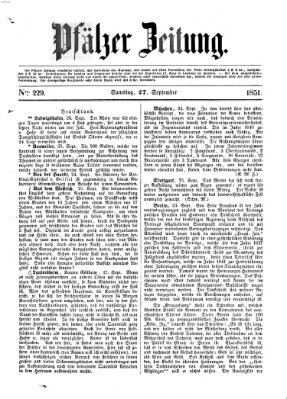 Pfälzer Zeitung Samstag 27. September 1851