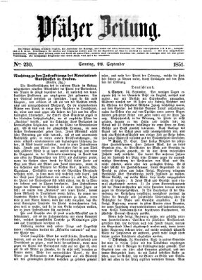 Pfälzer Zeitung Sonntag 28. September 1851