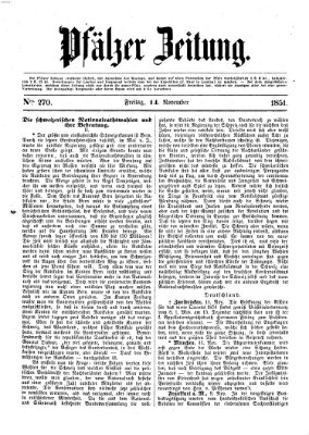 Pfälzer Zeitung Freitag 14. November 1851