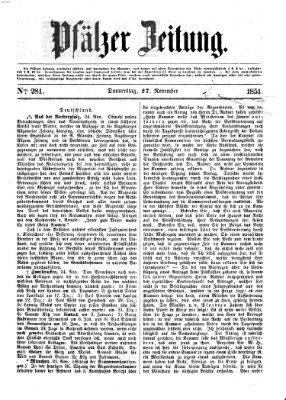 Pfälzer Zeitung Donnerstag 27. November 1851