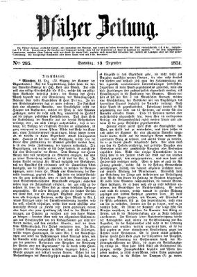 Pfälzer Zeitung Samstag 13. Dezember 1851