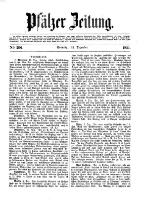 Pfälzer Zeitung Sonntag 14. Dezember 1851