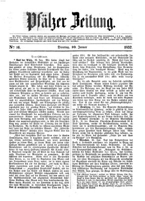 Pfälzer Zeitung Dienstag 20. Januar 1852