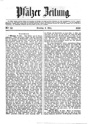 Pfälzer Zeitung Dienstag 2. März 1852