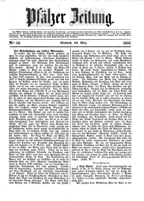 Pfälzer Zeitung Mittwoch 10. März 1852