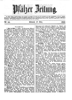 Pfälzer Zeitung Mittwoch 17. März 1852