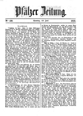 Pfälzer Zeitung Samstag 12. Juni 1852