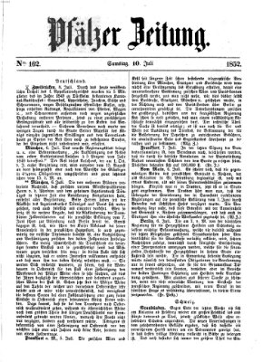 Pfälzer Zeitung Samstag 10. Juli 1852