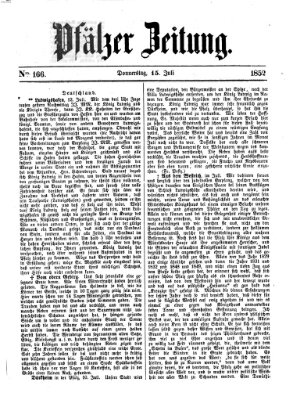 Pfälzer Zeitung Donnerstag 15. Juli 1852