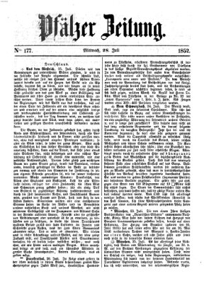 Pfälzer Zeitung Mittwoch 28. Juli 1852