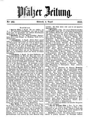 Pfälzer Zeitung Mittwoch 4. August 1852