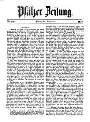 Pfälzer Zeitung Freitag 24. September 1852