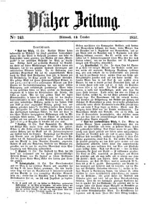 Pfälzer Zeitung Mittwoch 13. Oktober 1852