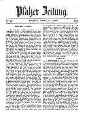 Pfälzer Zeitung Samstag 11. Dezember 1852