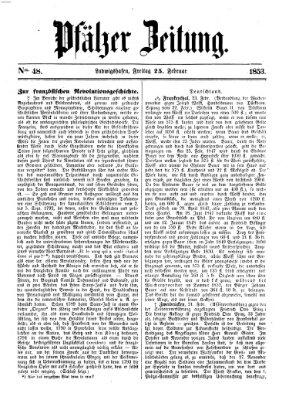 Pfälzer Zeitung Freitag 25. Februar 1853