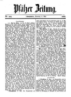 Pfälzer Zeitung Sonntag 1. Mai 1853