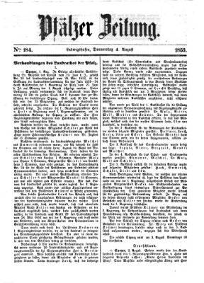 Pfälzer Zeitung Donnerstag 4. August 1853