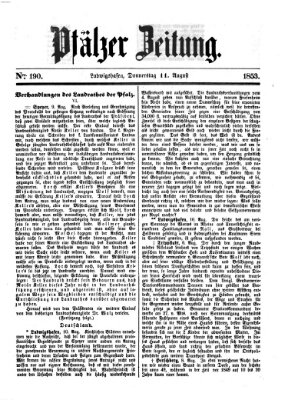 Pfälzer Zeitung Donnerstag 11. August 1853